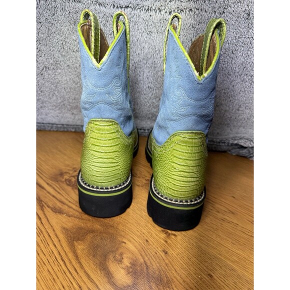 Ariat Fatbaby Green Croc & Blue Suede Western Cowgirl Boots 14746 Women’s Sz 8.5 - Picture 10 of 16